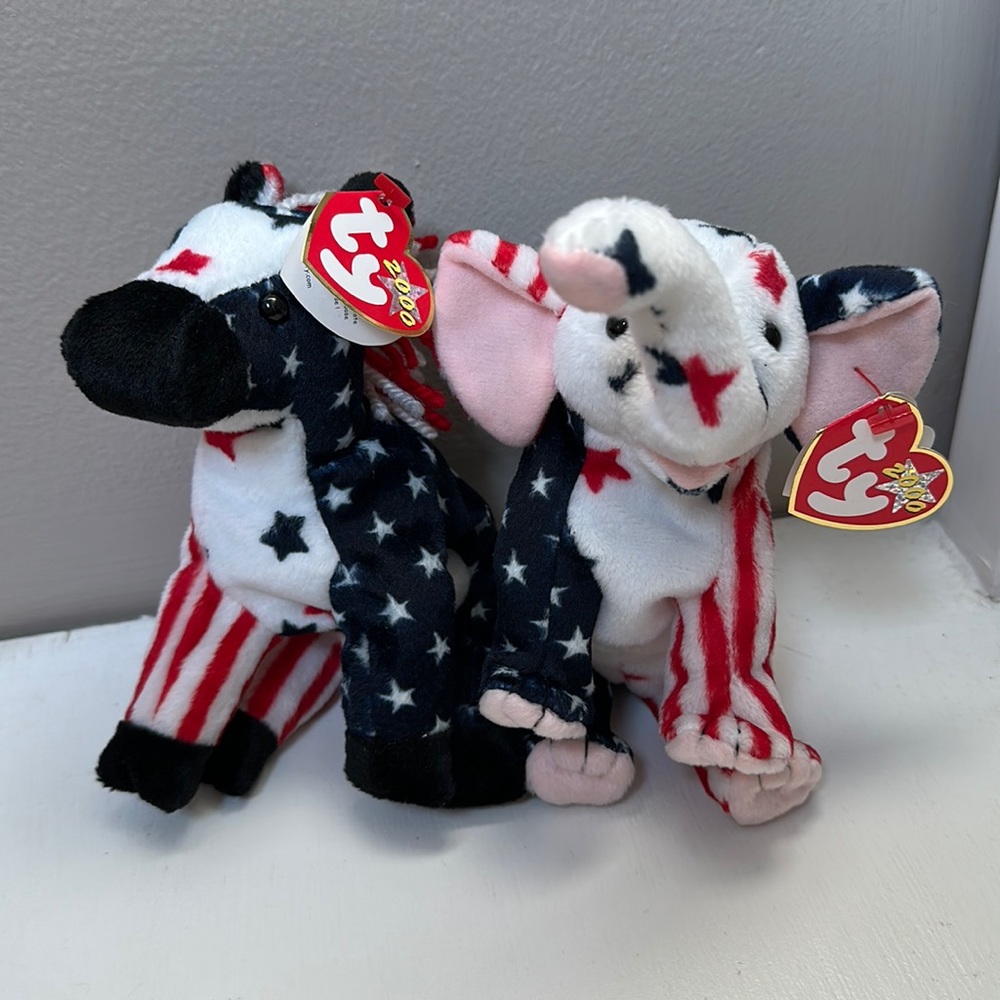 Righty and Lefty beanie baby pair from 2000